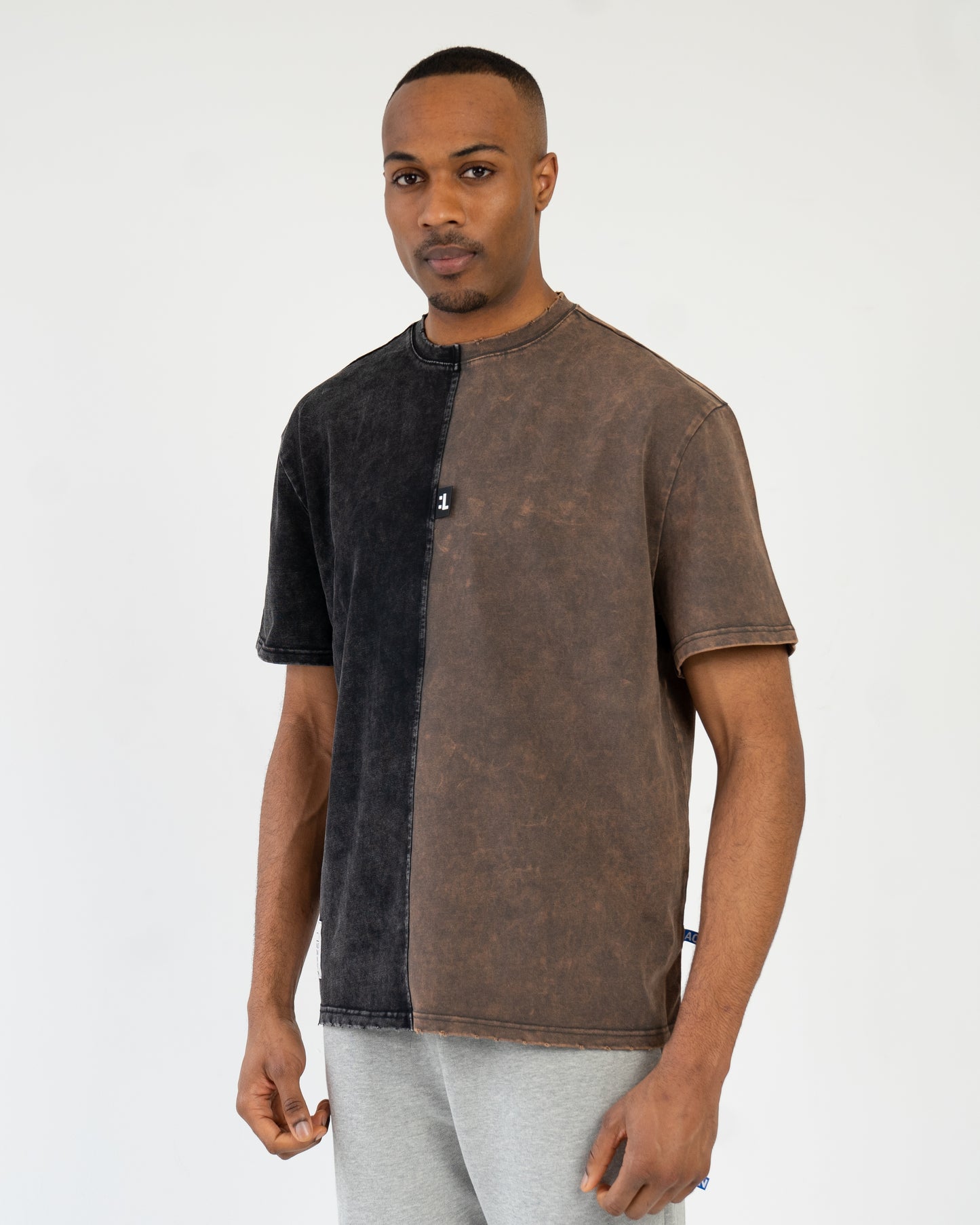 2 Tone Acid Wash T-shirt Charcoal/ Black Acid