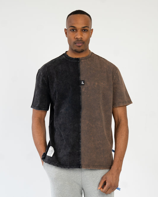 2 Tone Acid Wash T-shirt Charcoal/ Black Acid