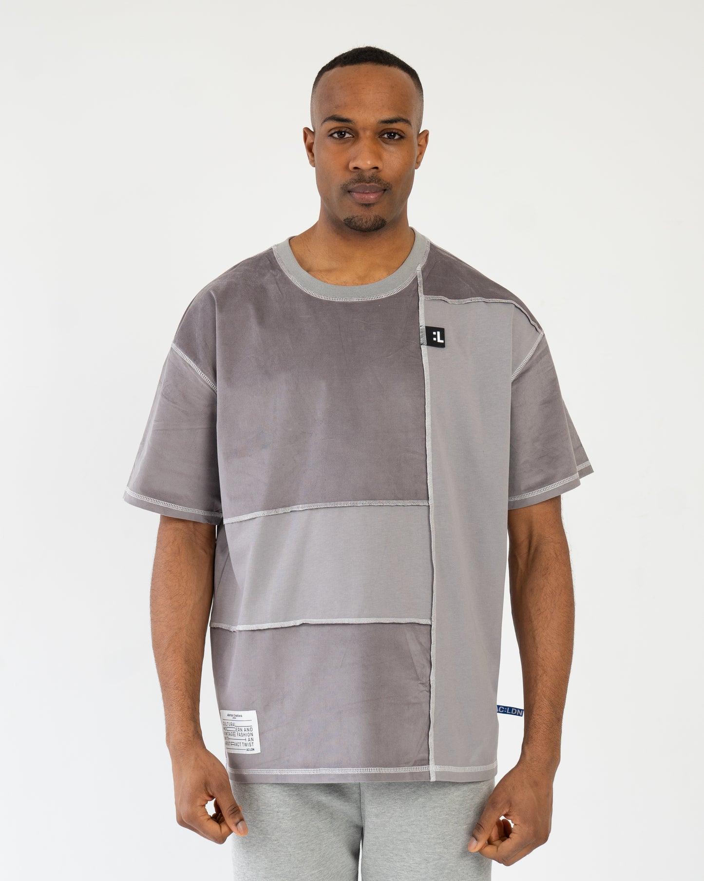 Patchwork T-shirt Oversized Grey