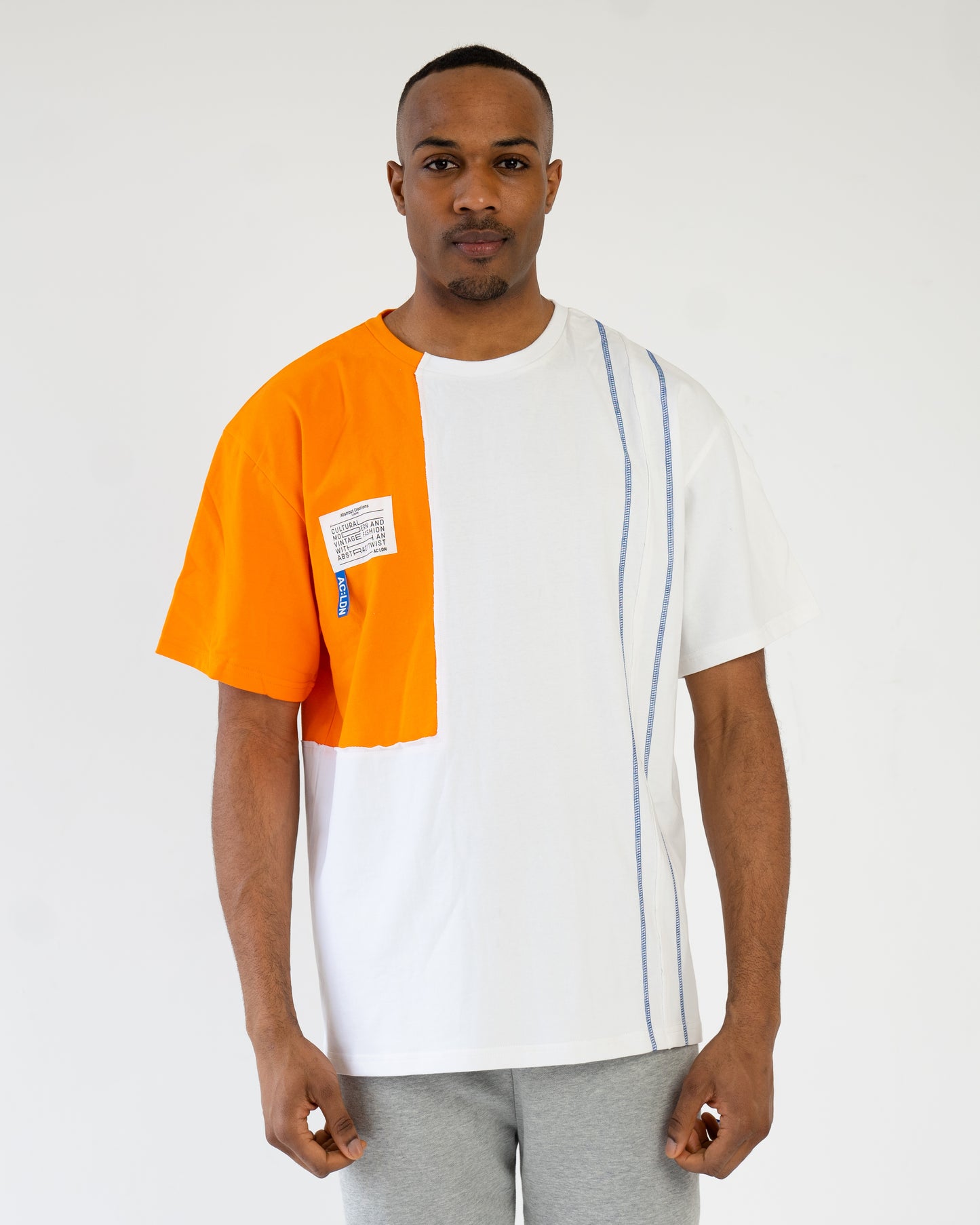 1/4 Colour T-shirt Oversized White/ Orange