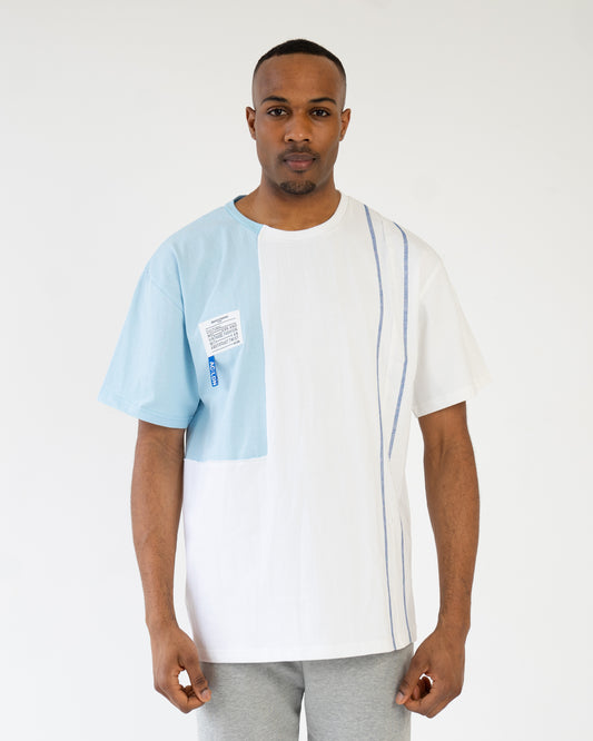 1/4 Colour T-shirt Oversized White/ Pale Blue