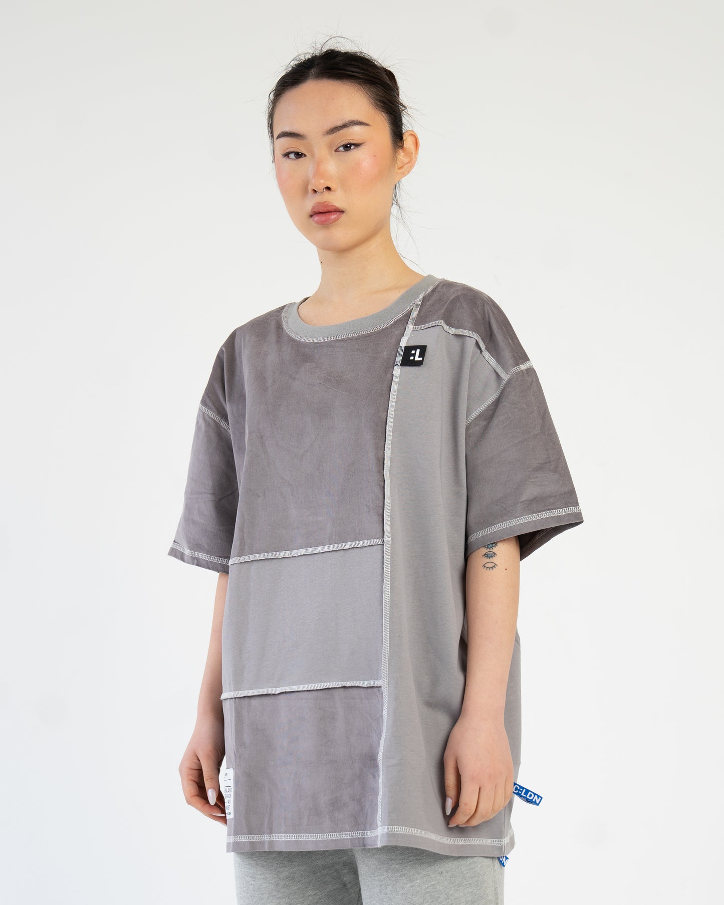 Patchwork T-shirt Oversized Grey