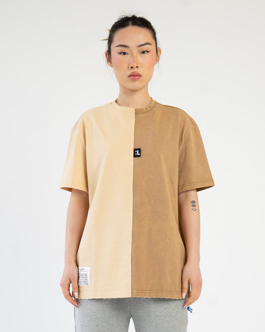 2 Tone Acid Wash T-shirt Sand/ Brown