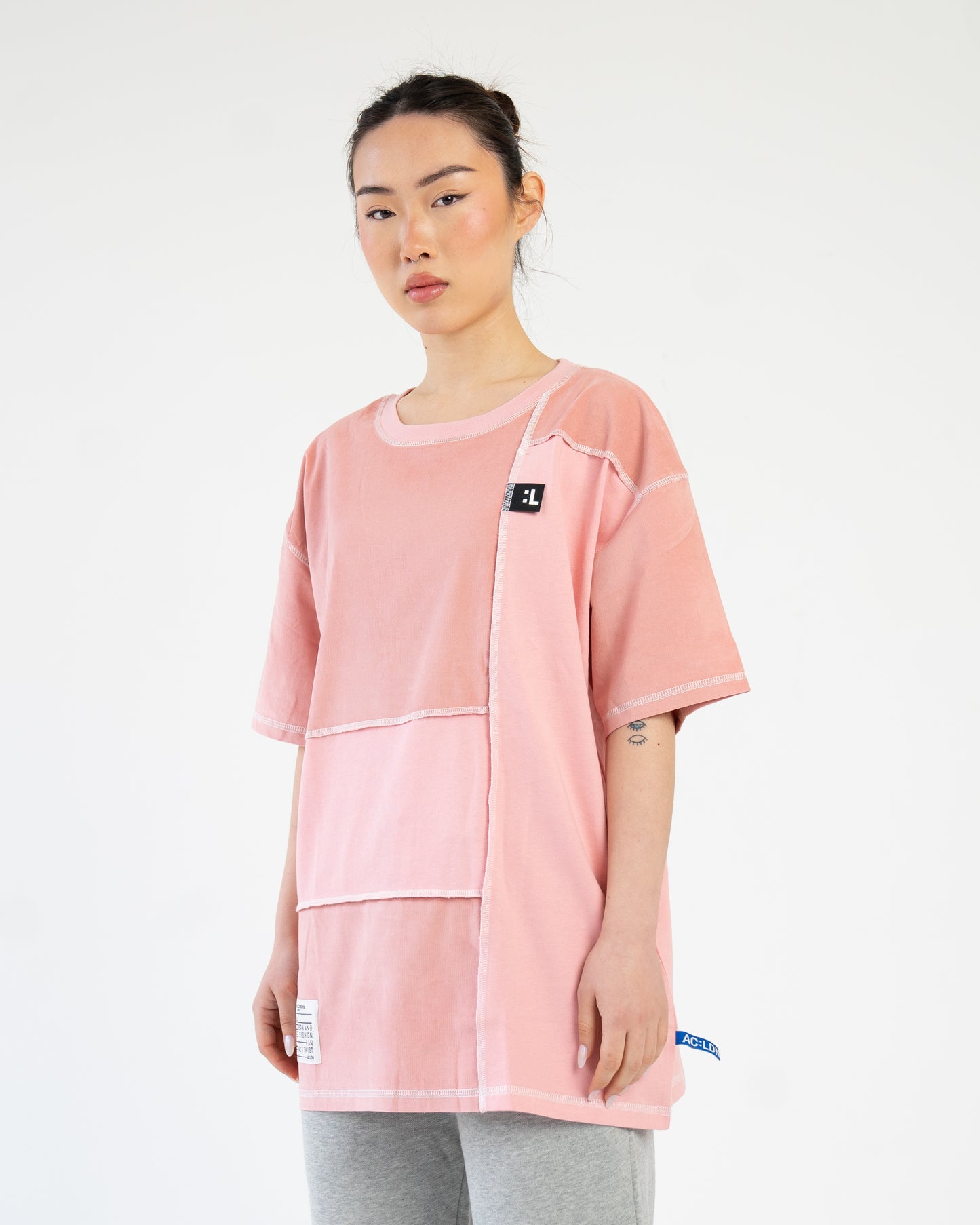 Patchwork T-shirt Oversized Pink